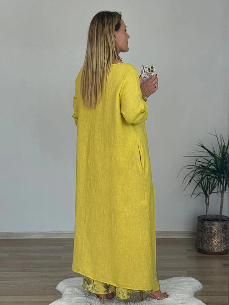 Chara™ | Relaxed Long-sleeved Top And Printed Pants Set