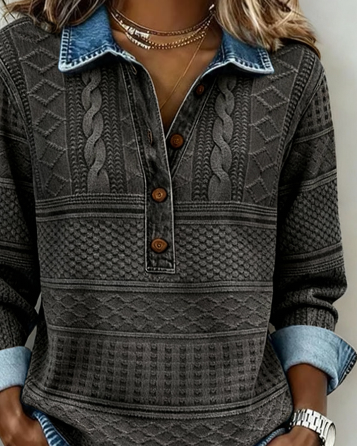 Dolores | Sweatshirt with Half Button and Collar