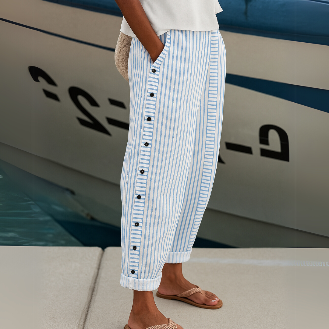 Claire | Stylish Striped Button Pants