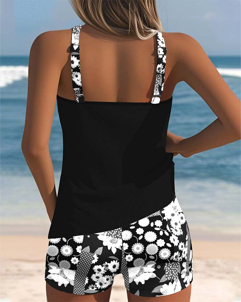 Colette | Swimsuit Tank Top with Printed Boxer Briefs