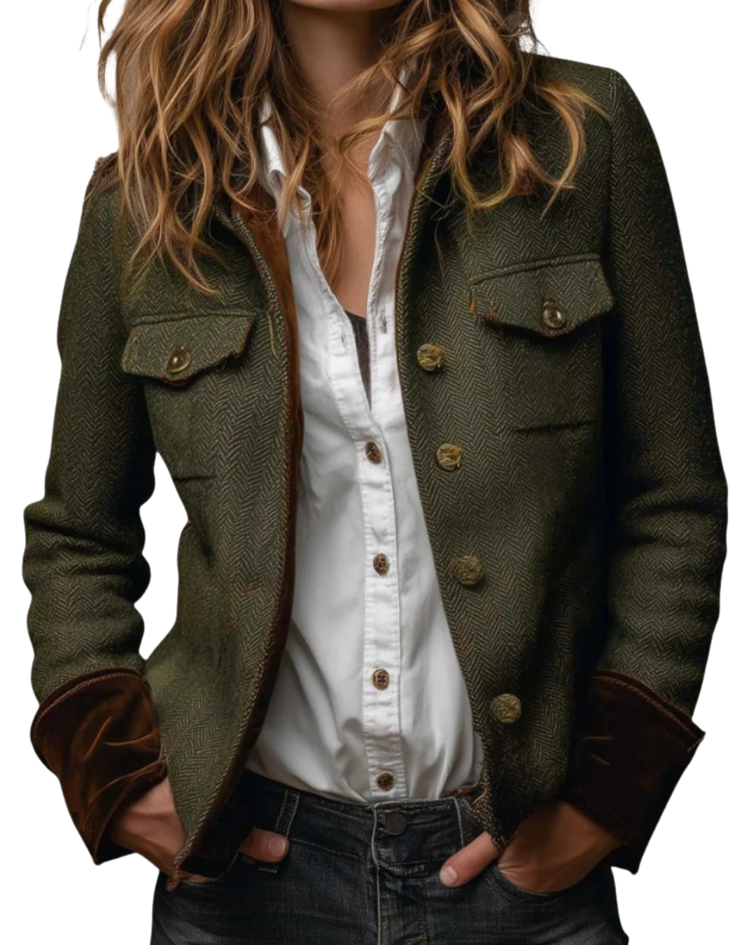 Corrie™ | Tweed Jacket with Velvet Details