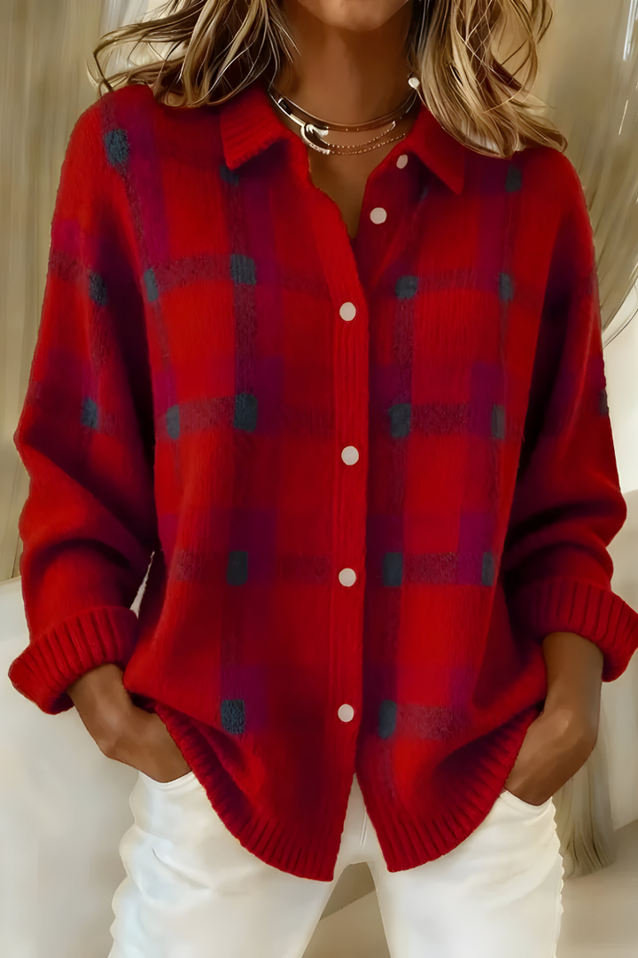 Anna™ | Soft Knit Checked Cardigan