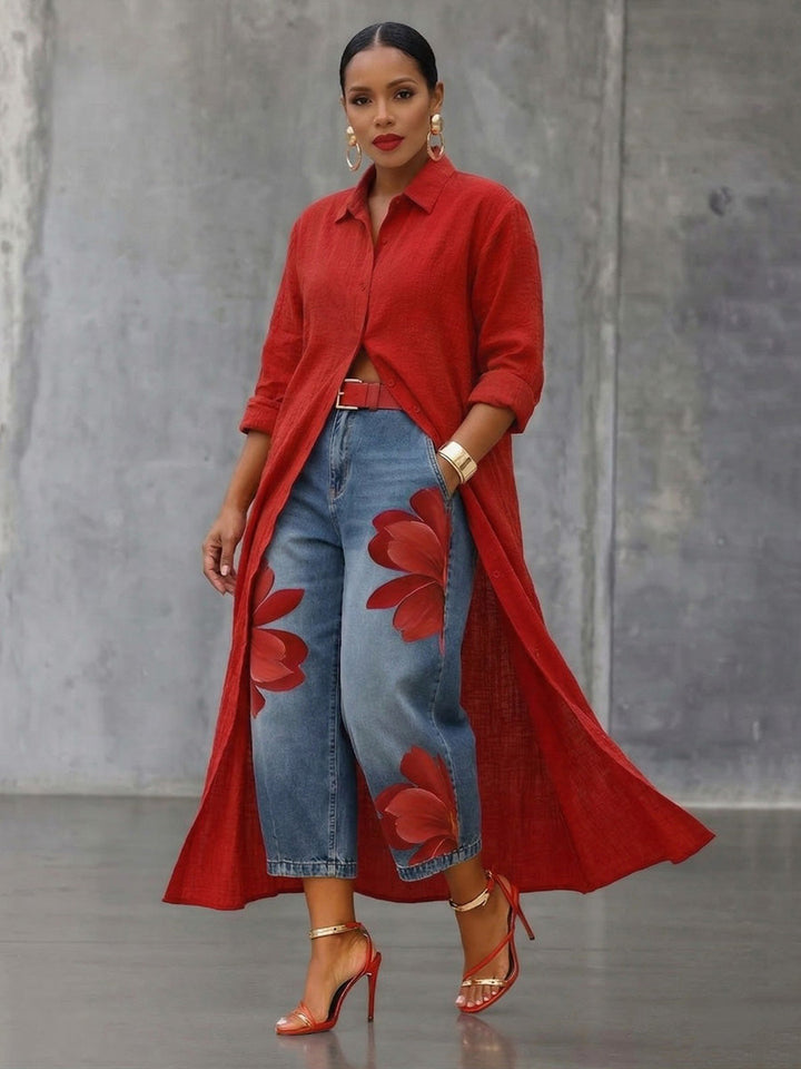 Sophia™ | Elegant Floral Wide-Leg Pants