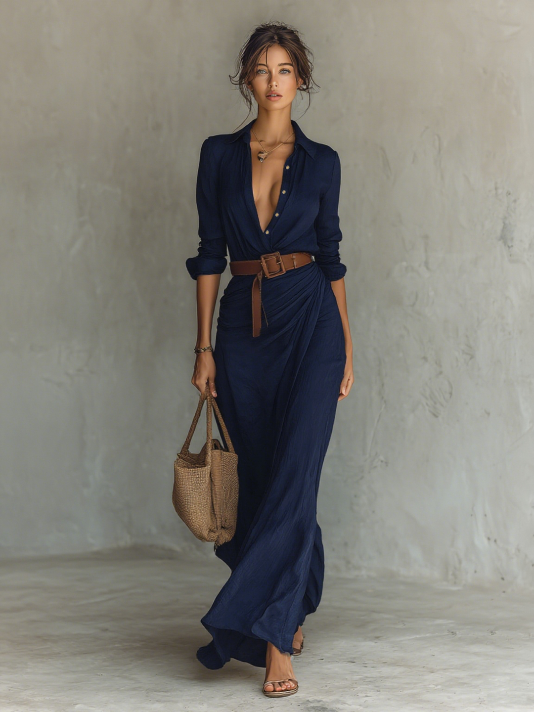 Rowena™ | Elegant Belted Maxi Dress