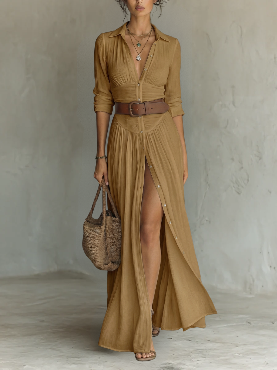 Amélia™ | Elegant Pleated Maxi Dress