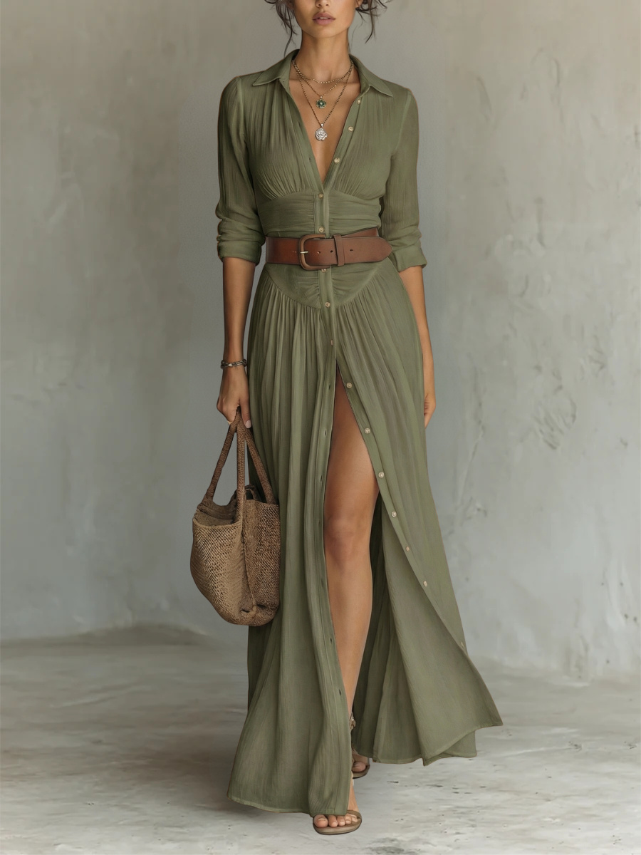 Amélia™ | Elegant Pleated Maxi Dress