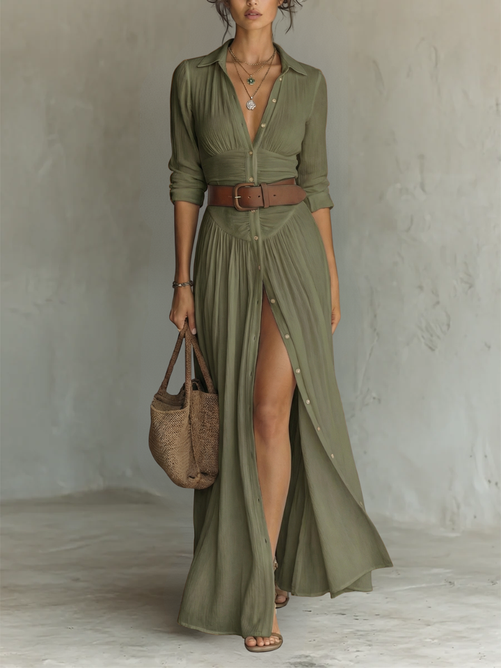 Amélia™ | Elegant Pleated Maxi Dress