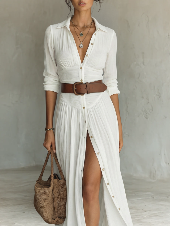Amélia™ | Elegant Pleated Maxi Dress