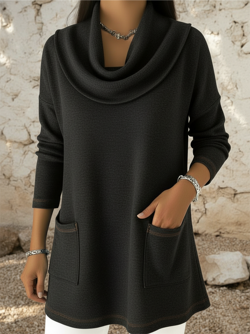 Sophie – Relaxed Cowl Neck Sweater with Pockets