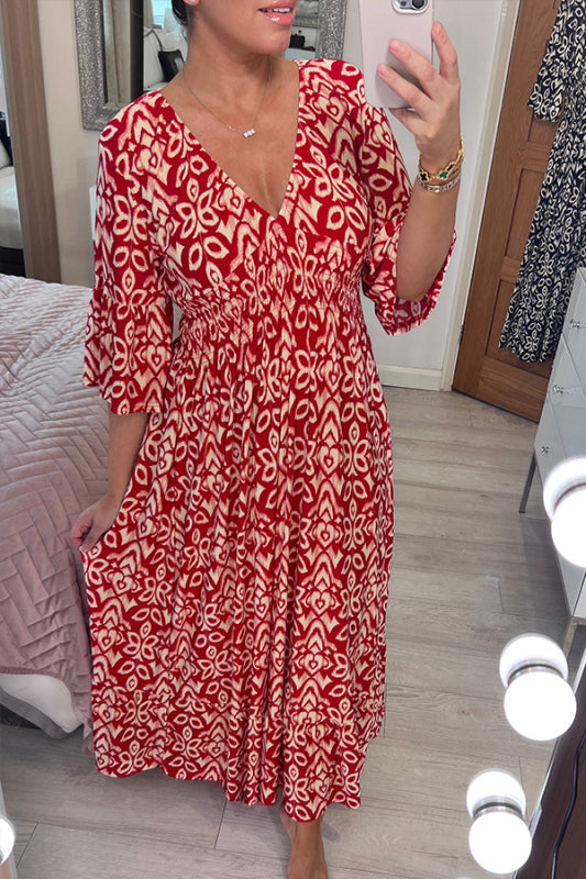Selene™ | Bohemian Floral Midi Dress