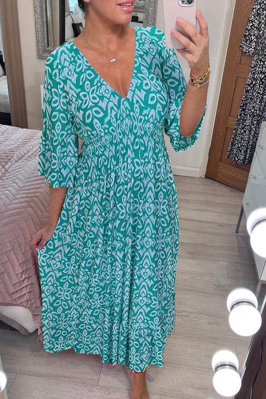 Selene™ | Bohemian Floral Midi Dress