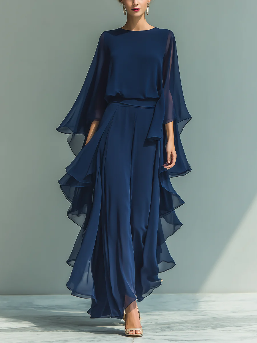 Mave | Navy Chiffon Set