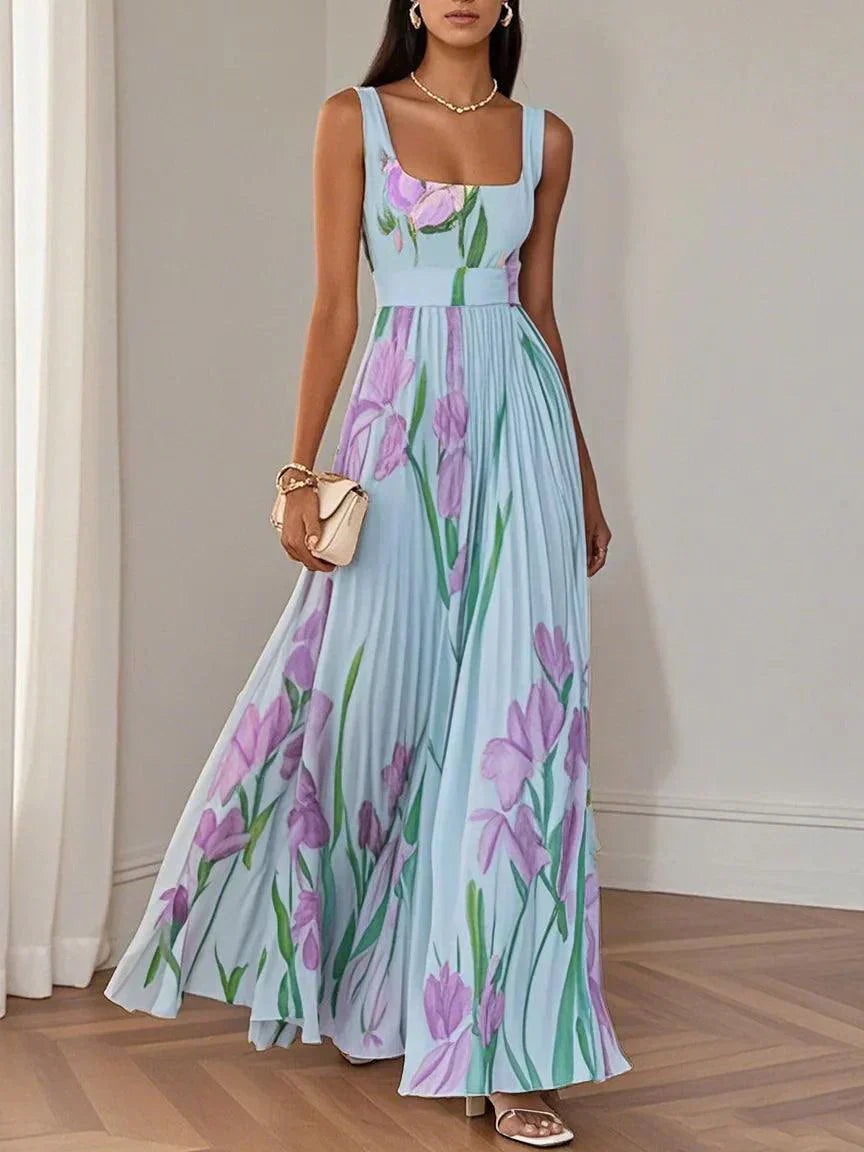 Zelma™ | Pleated Chiffon Maxi Dress