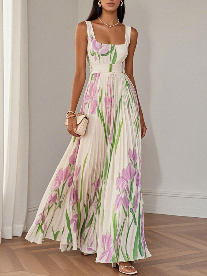Zelma™ | Pleated Chiffon Maxi Dress