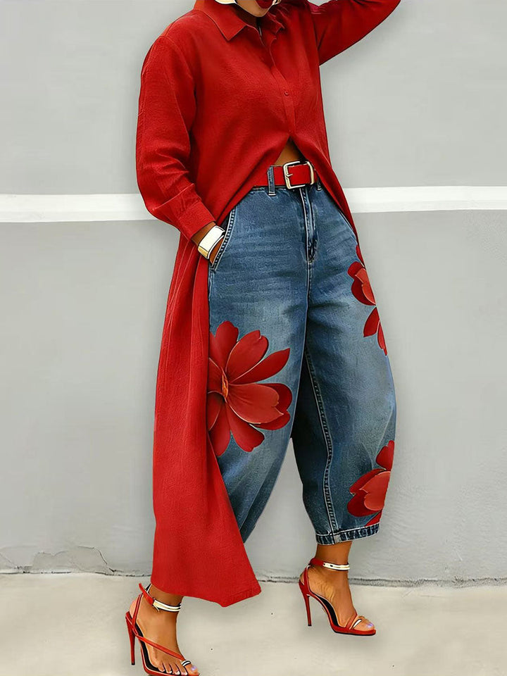 Sophia™ | Elegant Floral Wide-Leg Pants