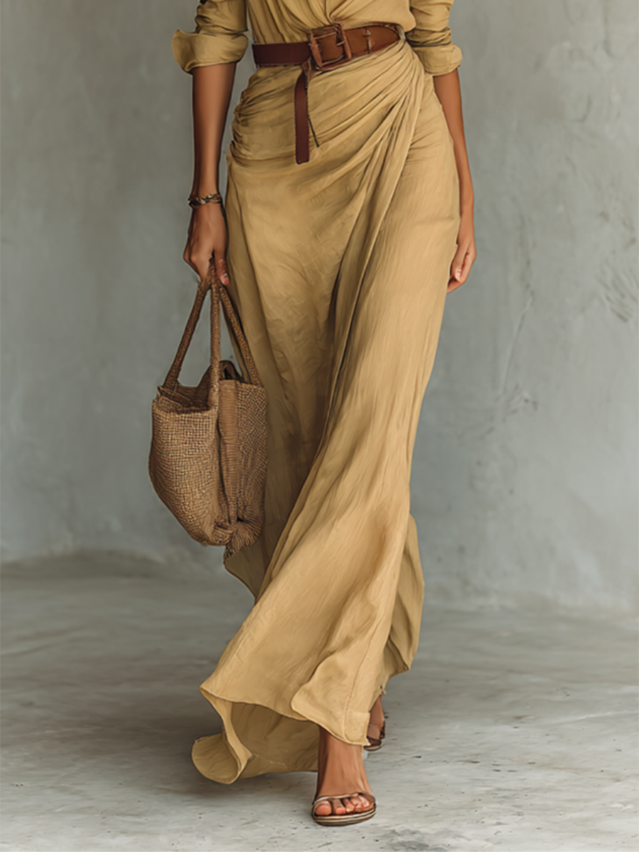 Rowena™ | Elegant Belted Maxi Dress