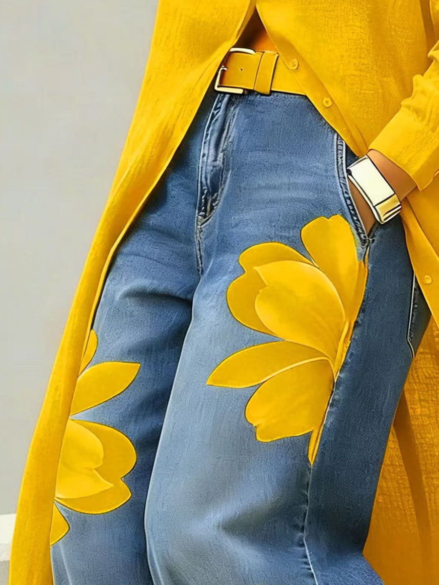 Sophia™ | Elegant Floral Wide-Leg Pants