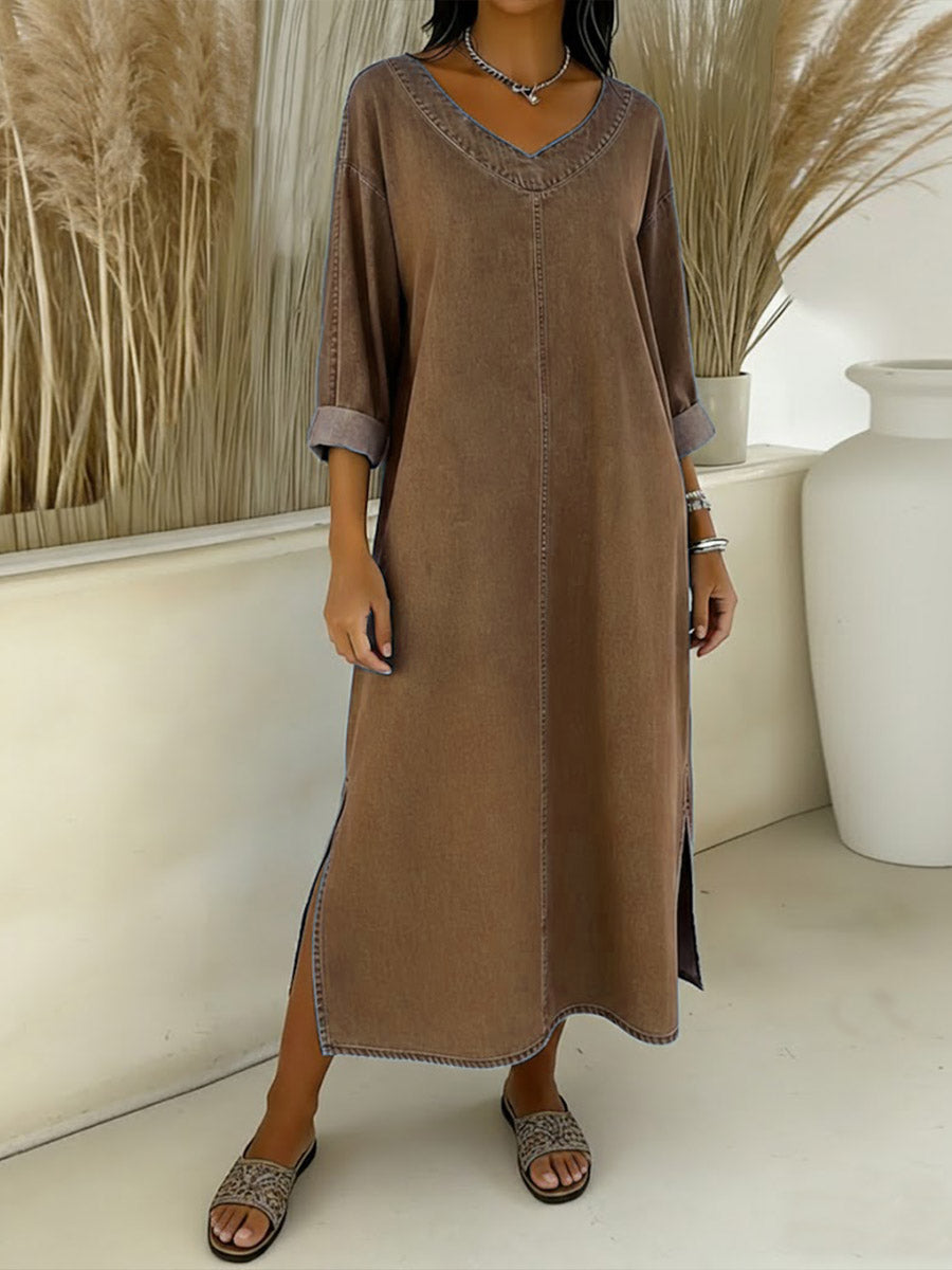 Sofia™ | Relaxed Denim-Style Maxi Dress