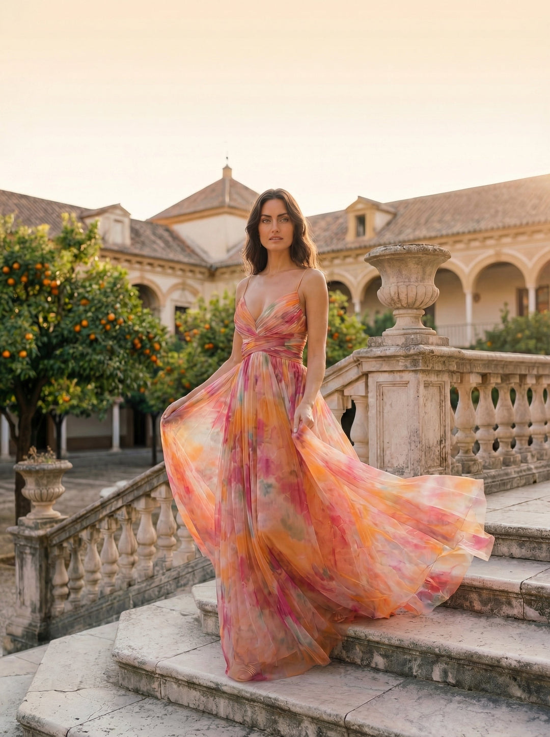 Marielle™ | Watercolor Floral Tulle Maxi Dress