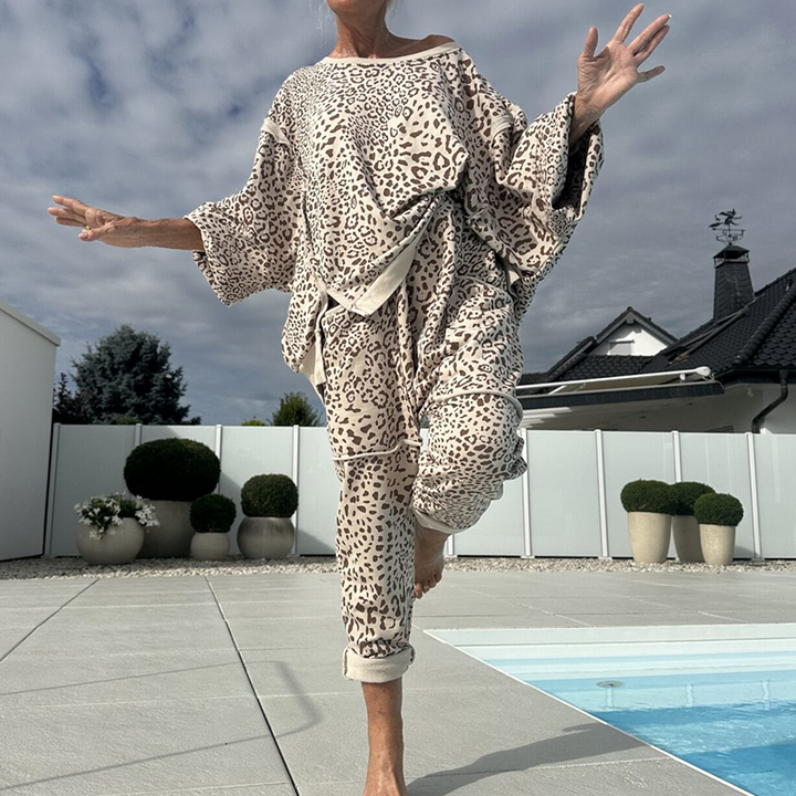 Margot™ |  Leopard Print Top & Pants 2-Piece Set