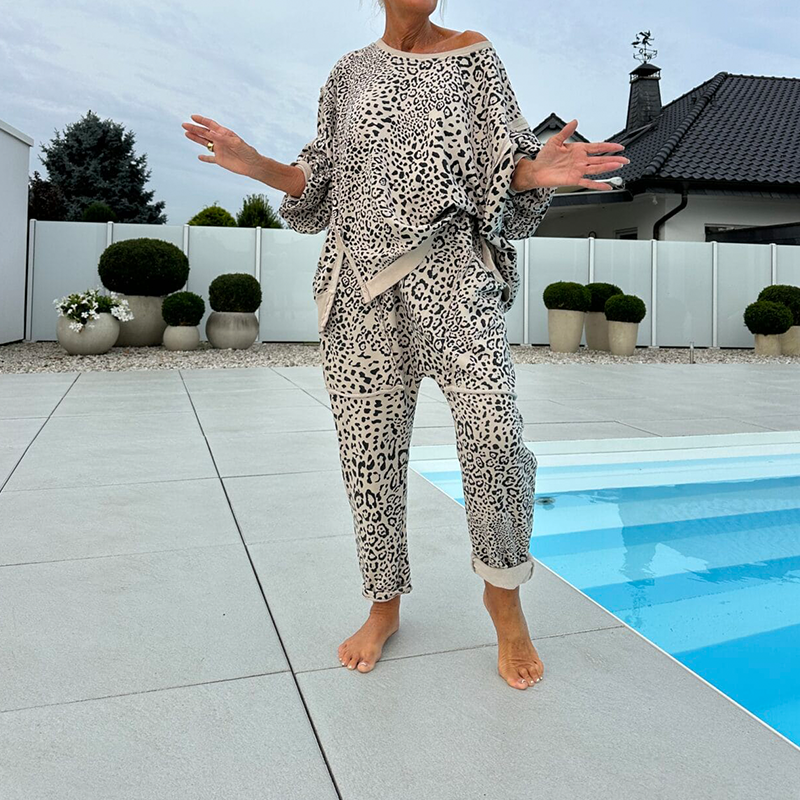 Margot™ |  Leopard Print Top & Pants 2-Piece Set