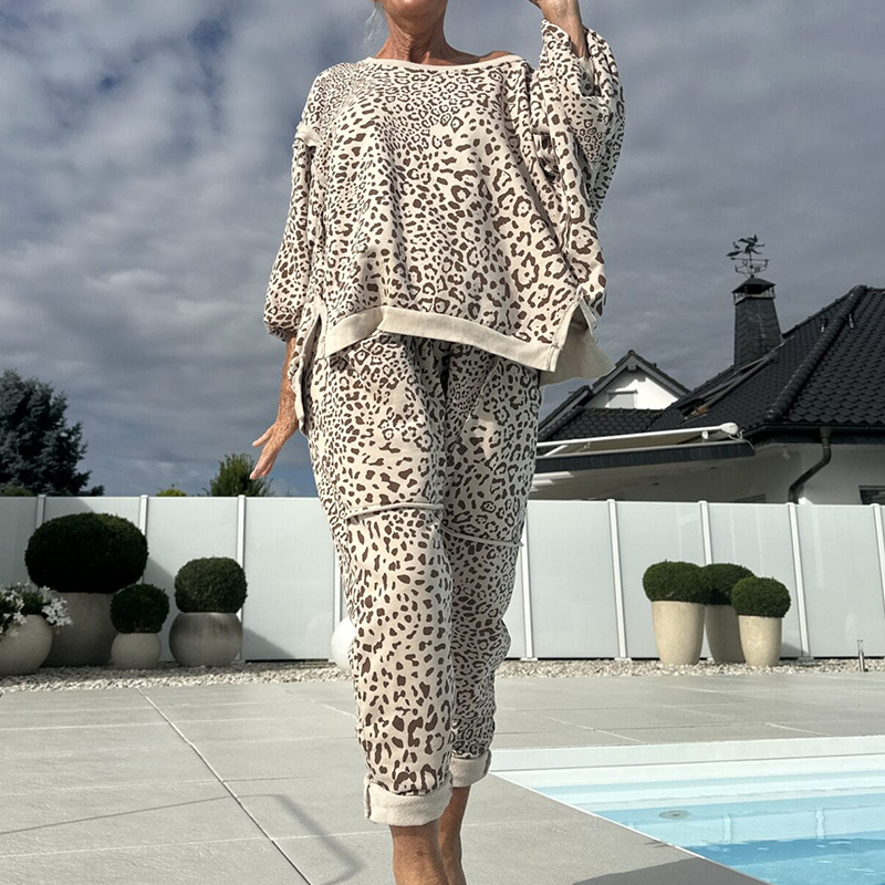 Margot™ |  Leopard Print Top & Pants 2-Piece Set