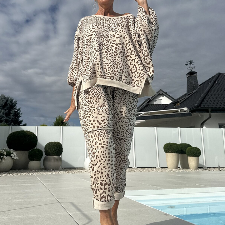 Margot™ |  Leopard Print Top & Pants 2-Piece Set