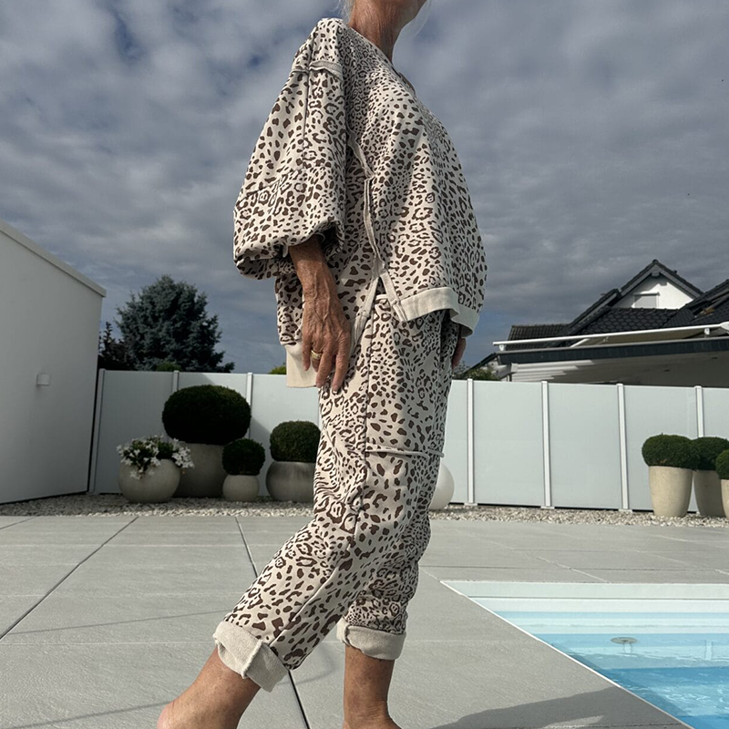 Margot™ |  Leopard Print Top & Pants 2-Piece Set