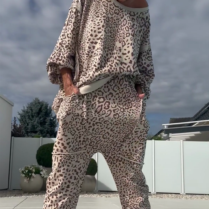 Margot™ |  Leopard Print Top & Pants 2-Piece Set