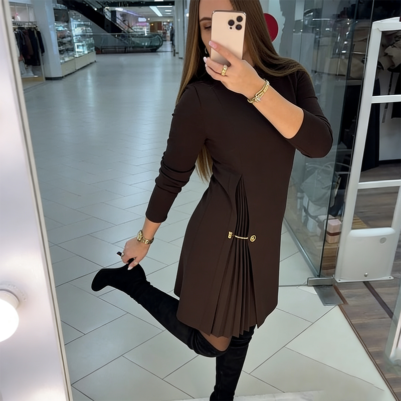 Charlotte™ | Long Sleeve Pleated Dress