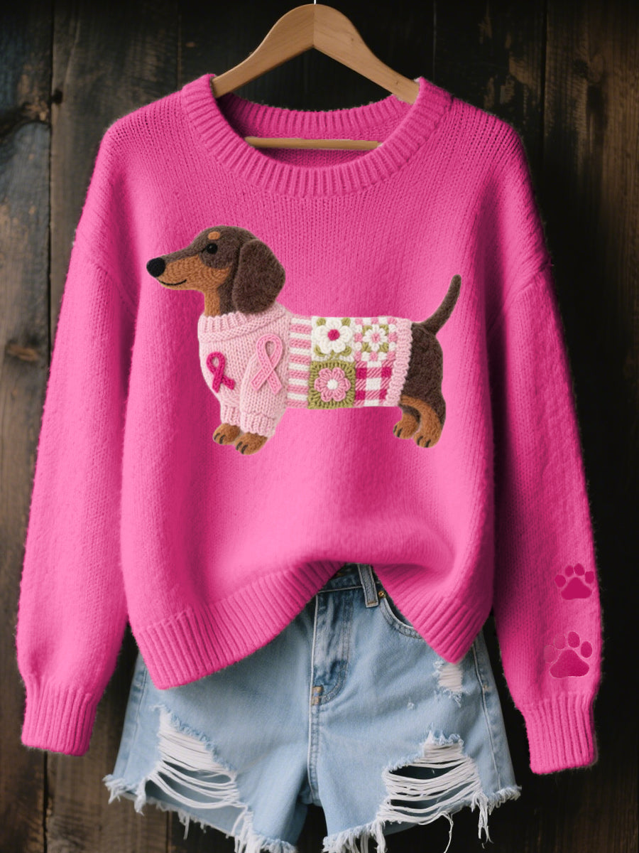 Naoni - Dachshund Knit Sweater with Felt Wool Detail