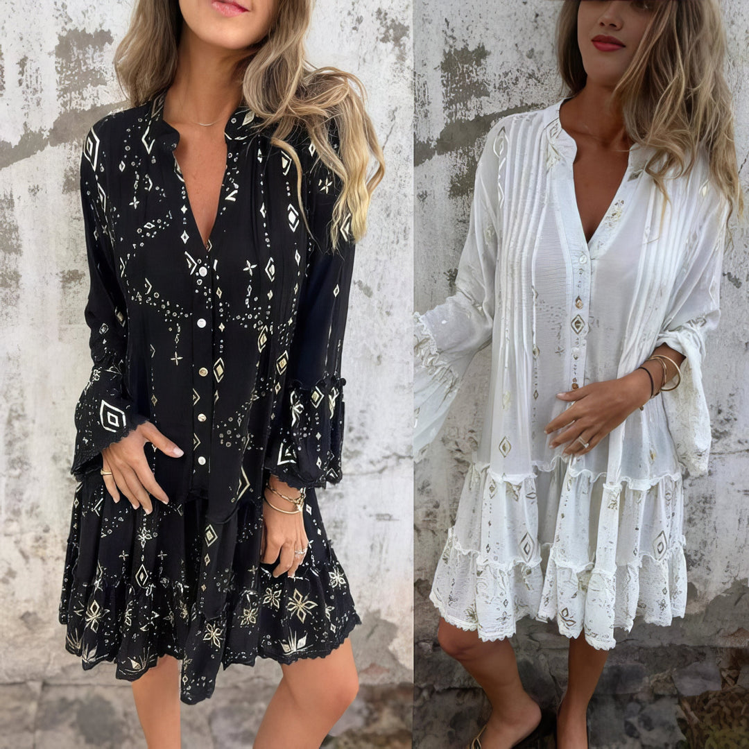 GAYLE™ | Boho Gilded Midi Dress